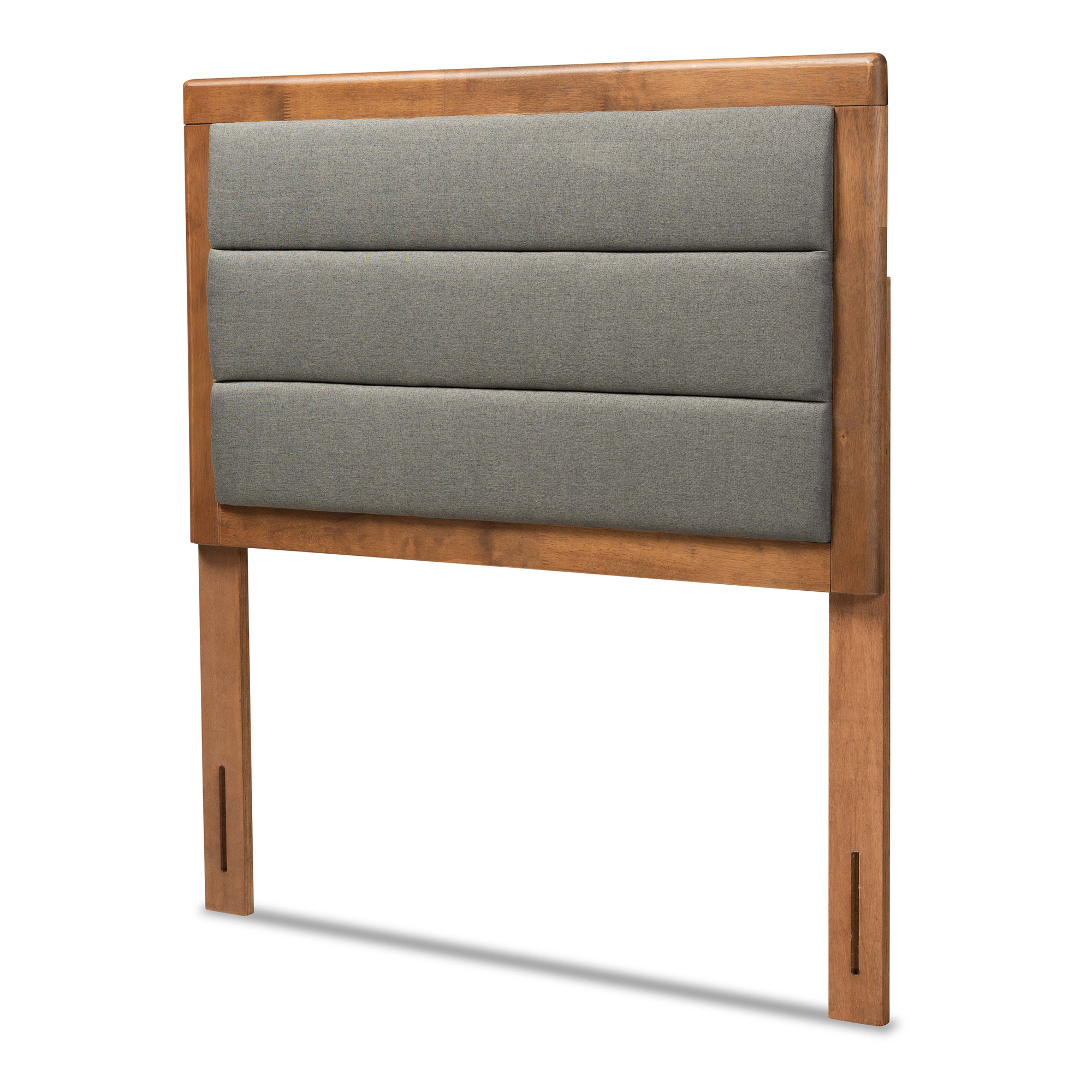 Baxton Studio Dexter Modern and Contemporary Dark Grey Fabric Upholstered and Walnut Brown Finished Wood Twin Size Headboard